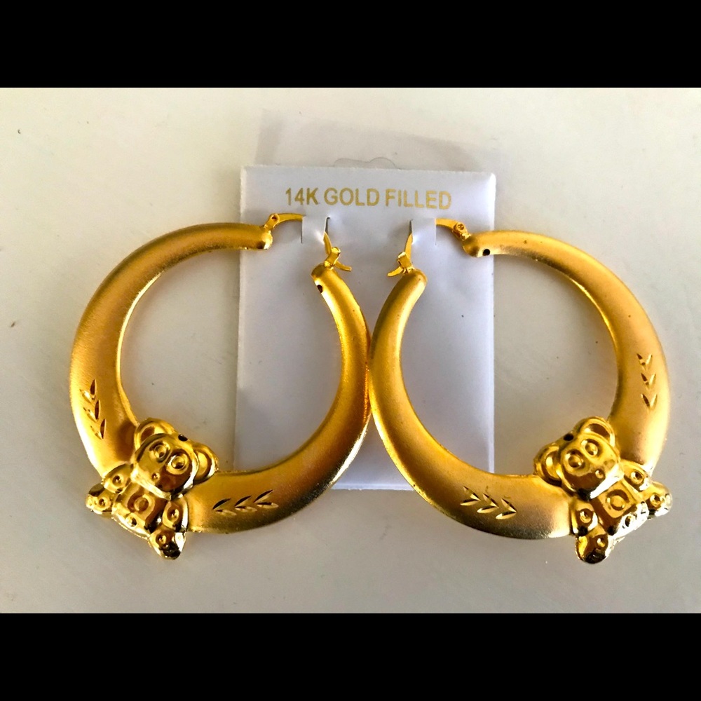 Gold teddy bear earrings
